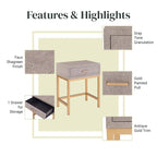 Table d'appoint à 1 tiroir Durham Faux Shagreen