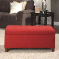 Banc de rangement capitonné canneberge avec couvercle à charnières – Pieds Noyer foncé (40"L x 18"H)