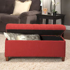 Banc de rangement capitonné canneberge avec couvercle à charnières – Pieds Noyer foncé (40"L x 18"H)
