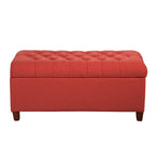 Banc de rangement capitonné canneberge avec couvercle à charnières – Pieds Noyer foncé (40"L x 18"H)