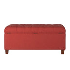 Banc de rangement capitonné canneberge avec couvercle à charnières – Pieds Noyer foncé (40"L x 18"H)