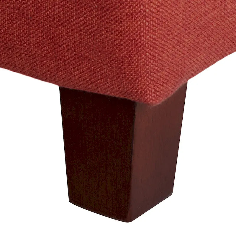 Banc de rangement capitonné canneberge avec couvercle à charnières – Pieds Noyer foncé (40"L x 18"H)