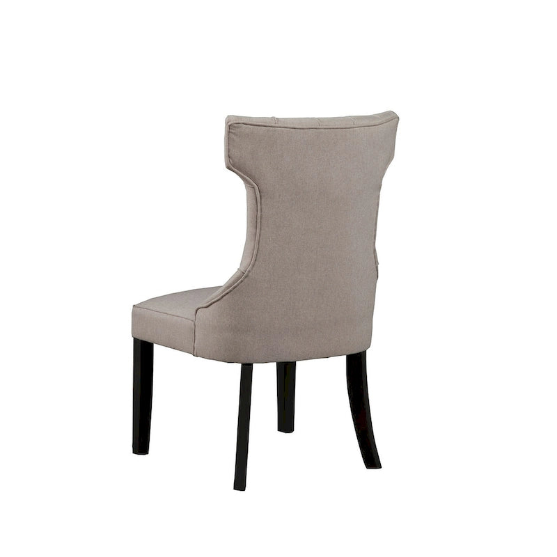 Lot de 2 chaises d'appoint tapissées capitonnées – Gris clair avec pieds noirs de style vintage