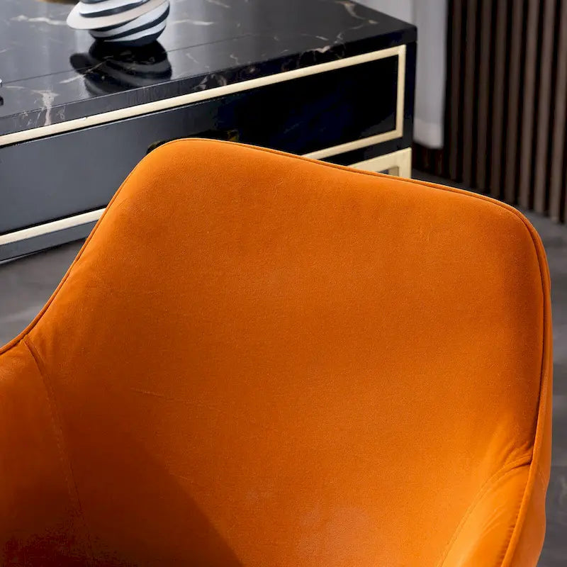 Fauteuil de bureau en velours avec pieds en métal doré – Hauteur réglable, pivotant à 360°, capacité de 113 kg