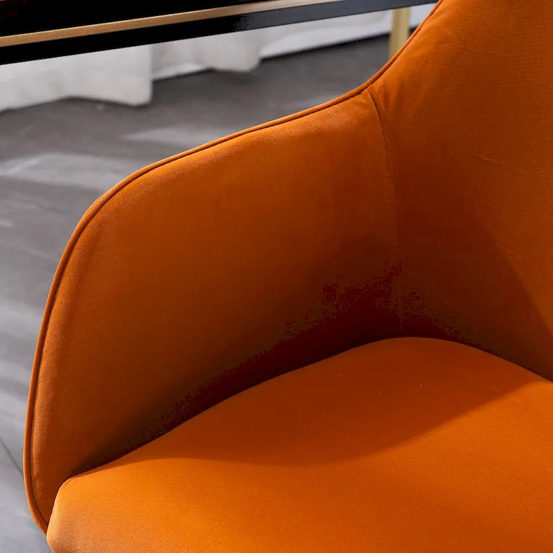 Fauteuil de bureau en velours avec pieds en métal doré – Hauteur réglable, pivotant à 360°, capacité de 113 kg