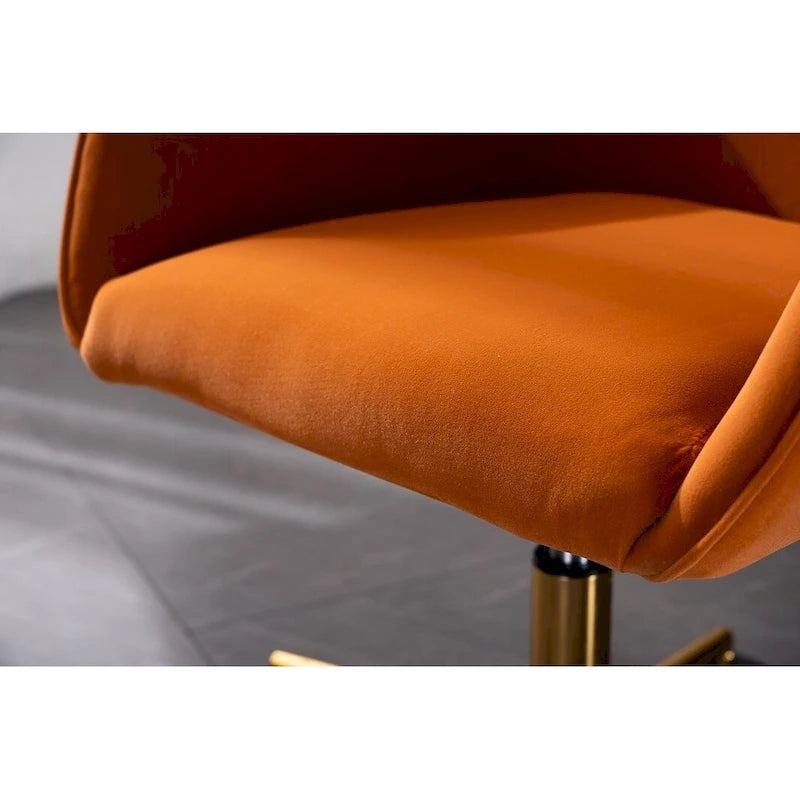Fauteuil de bureau en velours avec pieds en métal doré – Hauteur réglable, pivotant à 360°, capacité de 113 kg