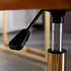 Fauteuil de bureau en velours avec pieds en métal doré – Hauteur réglable, pivotant à 360°, capacité de 113 kg