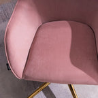 Fauteuil de bureau en velours avec pieds en métal doré – Hauteur réglable, pivotant à 360°, capacité de 113 kg