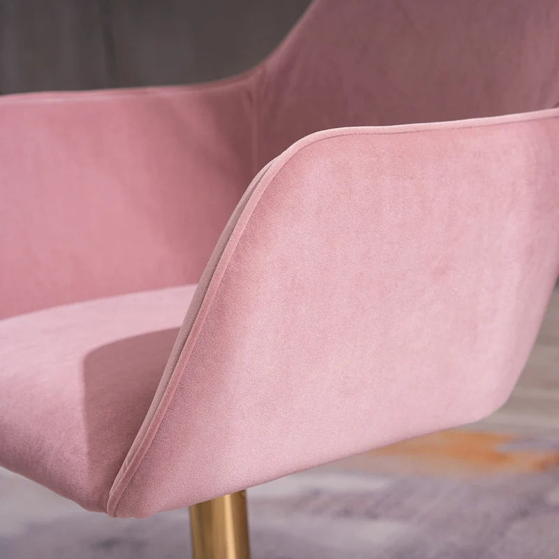 Fauteuil de bureau en velours avec pieds en métal doré – Hauteur réglable, pivotant à 360°, capacité de 113 kg