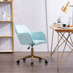 Fauteuil de bureau en velours avec pieds en métal doré – Hauteur réglable, pivotant à 360°, capacité de 113 kg
