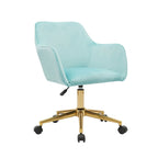 Fauteuil de bureau en velours avec pieds en métal doré – Hauteur réglable, pivotant à 360°, capacité de 113 kg