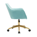 Fauteuil de bureau en velours avec pieds en métal doré – Hauteur réglable, pivotant à 360°, capacité de 113 kg