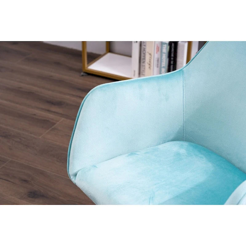 Fauteuil de bureau en velours avec pieds en métal doré – Hauteur réglable, pivotant à 360°, capacité de 113 kg