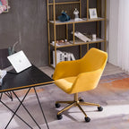 Fauteuil de bureau en velours avec pieds en métal doré – Hauteur réglable, pivotant à 360°, capacité de 113 kg
