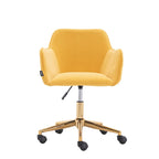 Fauteuil de bureau en velours avec pieds en métal doré – Hauteur réglable, pivotant à 360°, capacité de 113 kg