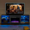 Meuble TV de 68 po avec foyer électrique intégré de 23 po – Flamme LED 14 couleurs, convient aux téléviseurs jusqu'à 78 po