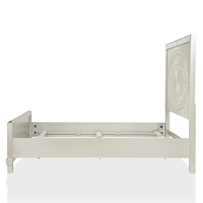 Lit à panneaux 3 pièces et tables de nuit Champagne Wood avec port USB par Furniture of America