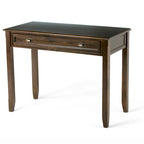 Bureau en bois massif avec tiroir à clavier et tiroir caché – Acajou foncé (107 cm de large)