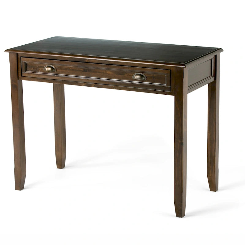 Solid Wood Writing Desk with Keyboard Tray & Hidden Drawer – Dark Mahogany Brown (42"W)