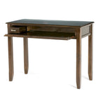 Bureau en bois massif avec tiroir à clavier et tiroir caché – Acajou foncé (107 cm de large)