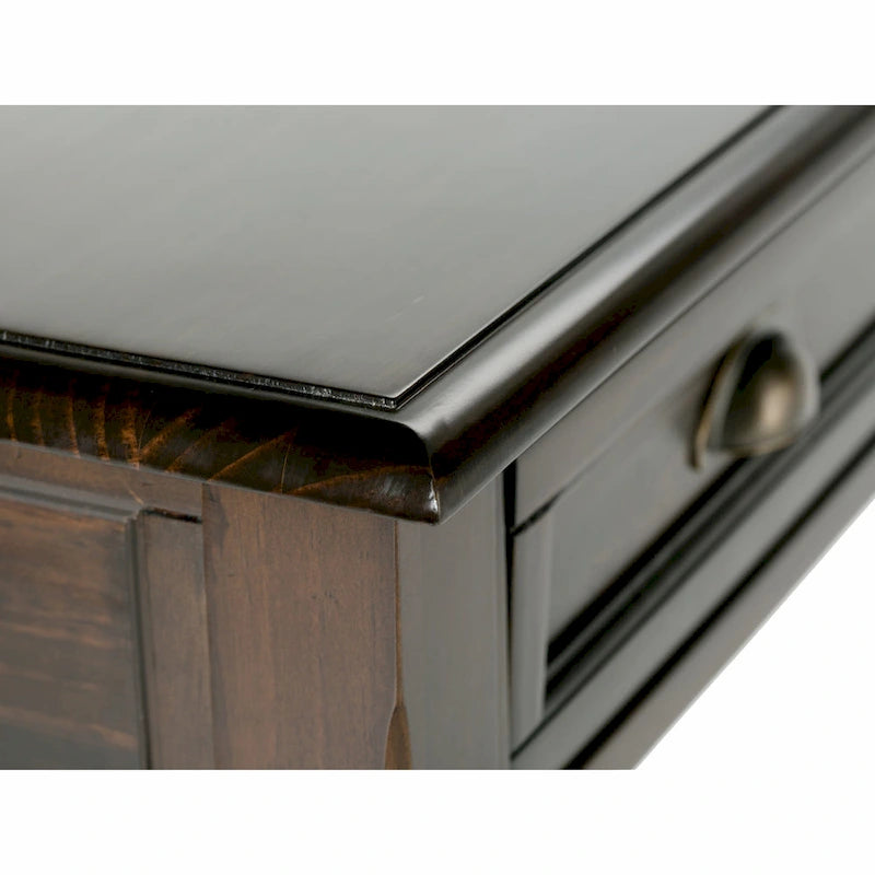 Bureau en bois massif avec tiroir à clavier et tiroir caché – Acajou foncé (107 cm de large)