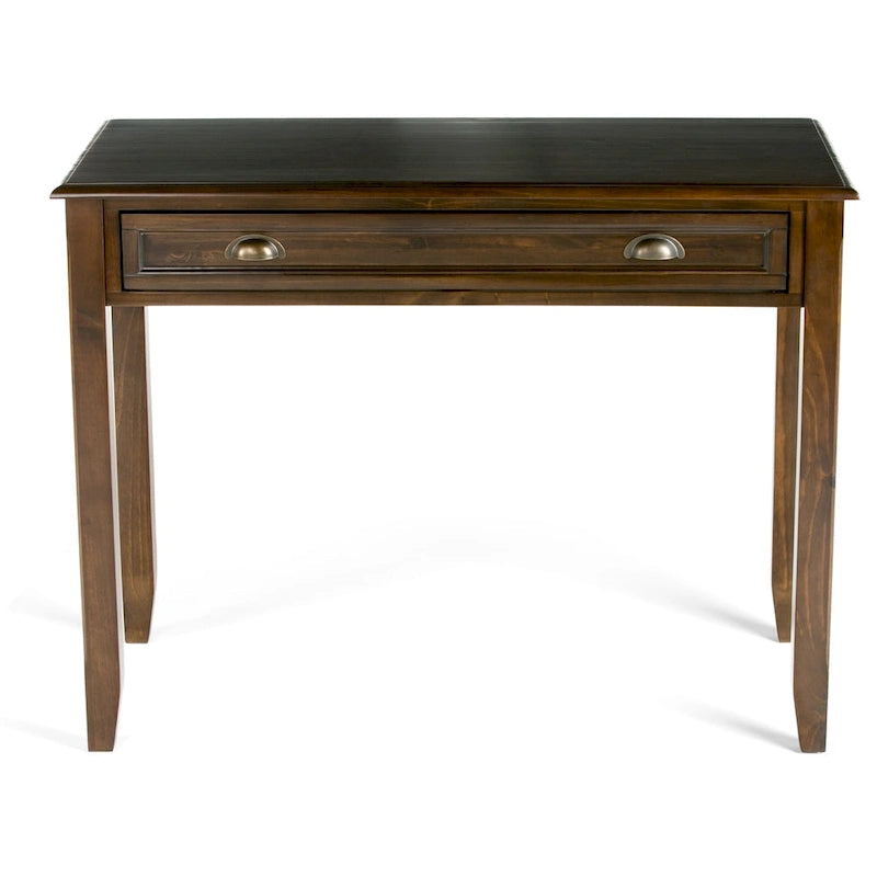 Bureau en bois massif avec tiroir à clavier et tiroir caché – Acajou foncé (107 cm de large)