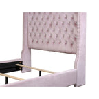 Lit capitonné en velours rose – Pièce maîtresse de chambre à coucher luxueuse (Queen/King)
