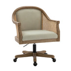 Chaise de bureau pivotante à 360 degrés en rotin réglable en hauteur Danilo Farmhouse avec bois d'hévéa