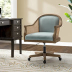 Chaise de bureau pivotante à 360 degrés en rotin réglable en hauteur Danilo Farmhouse avec bois d'hévéa