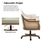Chaise de bureau pivotante à 360 degrés en rotin réglable en hauteur Danilo Farmhouse avec bois d'hévéa