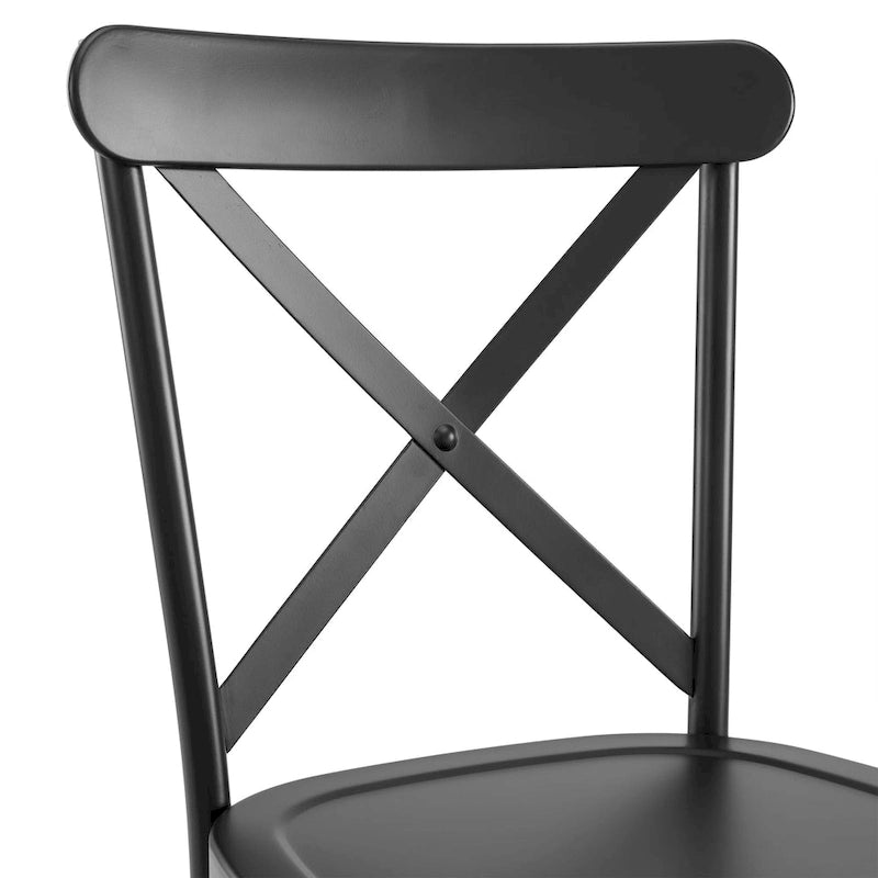 Ensemble de salle à manger extensible 9 pièces de style ferme moderne avec chaises en acier à dossier en X