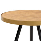 Table d'appoint ronde moderne – Dessus en marbre brun, cadre en fer noir et doré (55,1 cm H x 43,9 cm l)