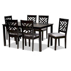Ensemble de salle à manger moderne 7 pièces en bois rembourré avec chaises à découpes décoratives