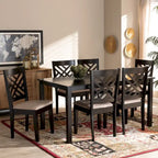 Ensemble de salle à manger moderne 7 pièces en bois rembourré avec chaises à découpes décoratives