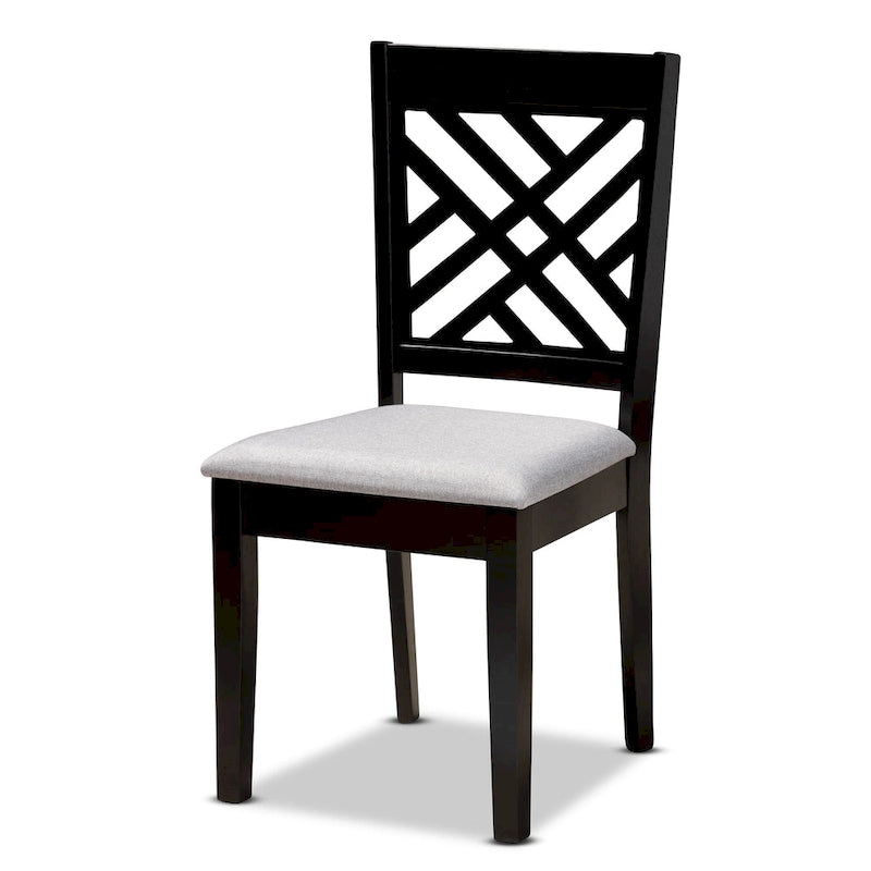 Ensemble de salle à manger moderne 7 pièces en bois rembourré avec chaises à découpes décoratives