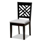 Ensemble de salle à manger moderne 7 pièces en bois rembourré avec chaises à découpes décoratives