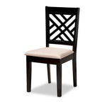 Ensemble de salle à manger moderne 7 pièces en bois rembourré avec chaises à découpes décoratives