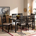 Ensemble de salle à manger moderne 7 pièces en bois rembourré avec chaises à découpes décoratives