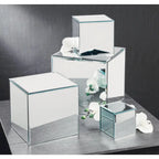 Présentoirs surélevés carrés en verre miroir – Clair et fumé, lot de 3 ou 4