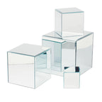Présentoirs surélevés carrés en verre miroir – Clair et fumé, lot de 3 ou 4