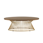 Table basse ovale moderne du milieu du siècle – Plateau bronze doré et piètement filaire bronze antique