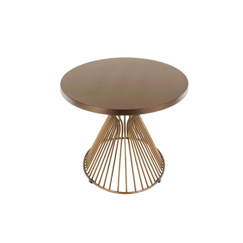 Table basse ovale moderne du milieu du siècle – Plateau bronze doré et piètement filaire bronze antique
