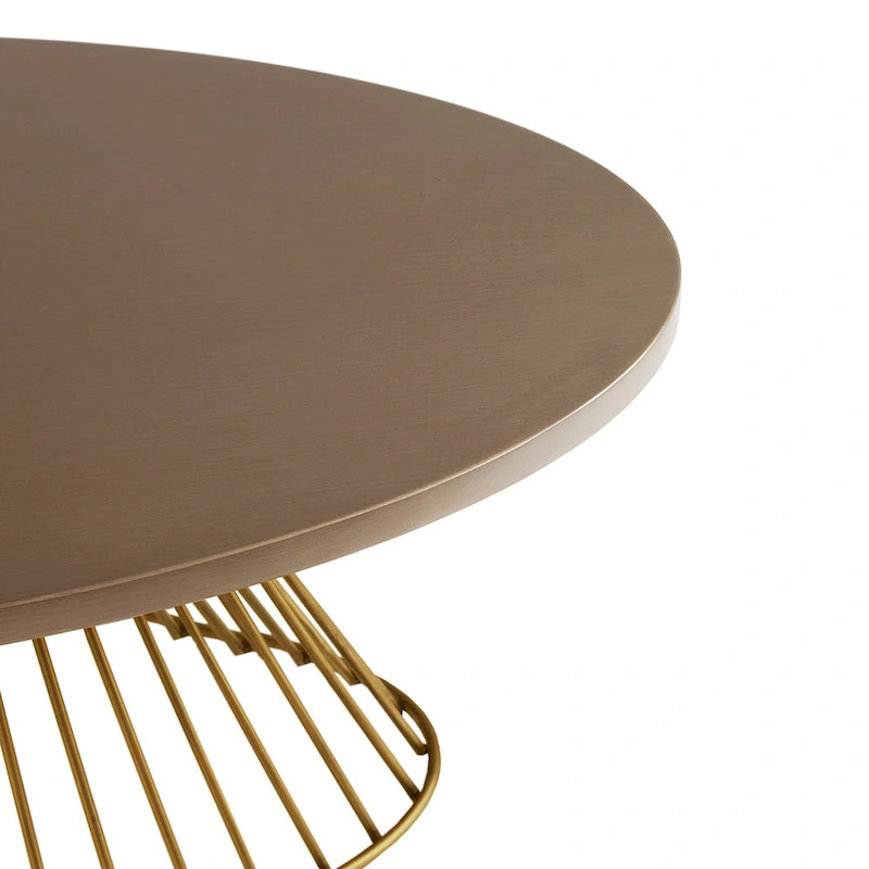 Table basse ovale moderne du milieu du siècle – Plateau bronze doré et piètement filaire bronze antique