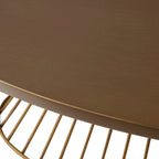 Table basse ovale moderne du milieu du siècle – Plateau bronze doré et piètement filaire bronze antique