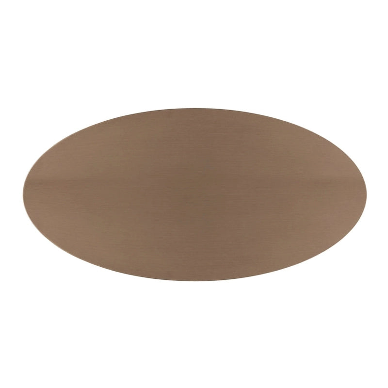 Table basse ovale moderne du milieu du siècle – Plateau bronze doré et piètement filaire bronze antique