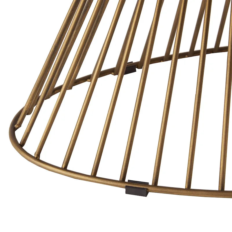 Table basse ovale moderne du milieu du siècle – Plateau bronze doré et piètement filaire bronze antique