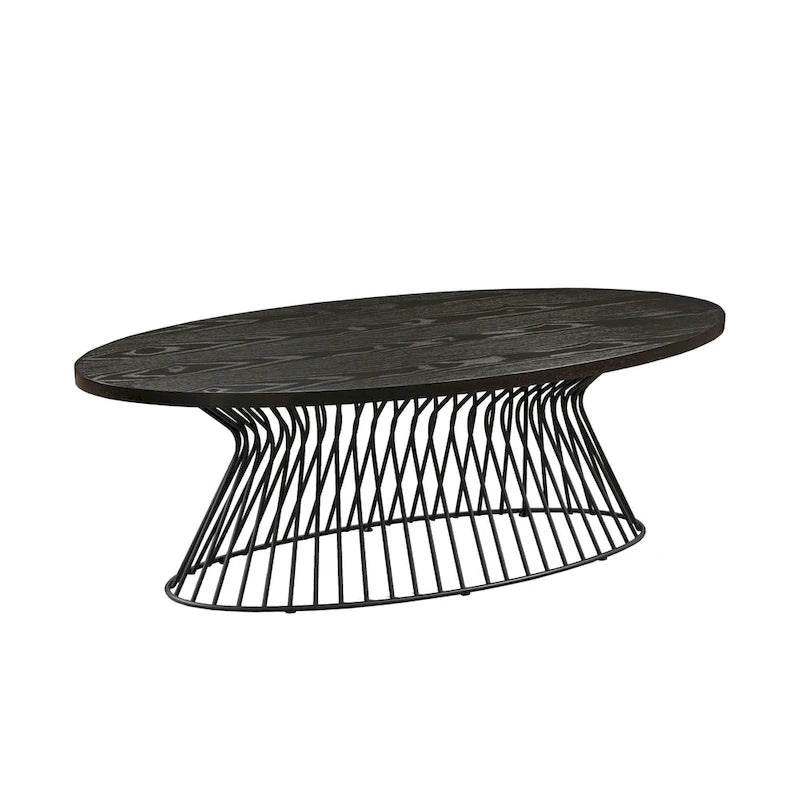 Table basse ovale moderne du milieu du siècle – Plateau bronze doré et piètement filaire bronze antique