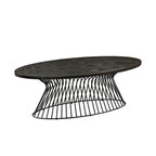 Table basse ovale moderne du milieu du siècle – Plateau bronze doré et piètement filaire bronze antique
