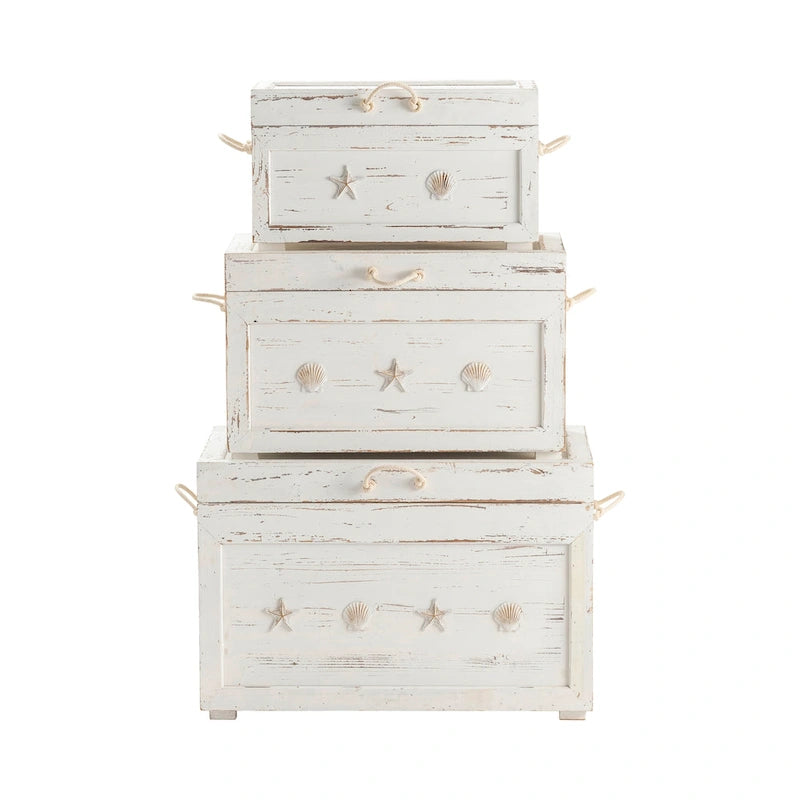 Seaside Set of Three Trunks - 28.5x17x19.5, 24.5x14x14.75, 20.75x10.75x11.25