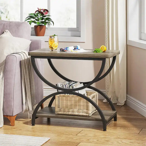 Table d'appoint métallique à 2 niveaux – Table de chevet, table de canapé et table d'appoint (23"H)